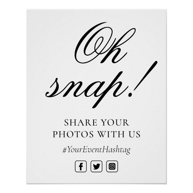 Poster Oh Snap Social Media Chic Modern Mariage Événement (Devant)