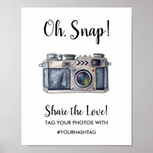Poster Oh, Snap ! SYMBOLE Mariage DE LA Caméra Aquarelle 