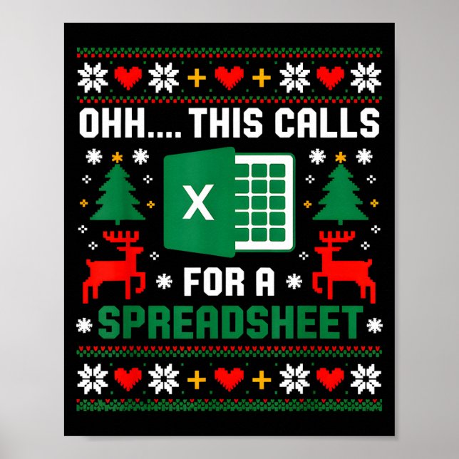Poster Oh This Calls For A Spreadsheet Christmas Santa Ex (Devant)