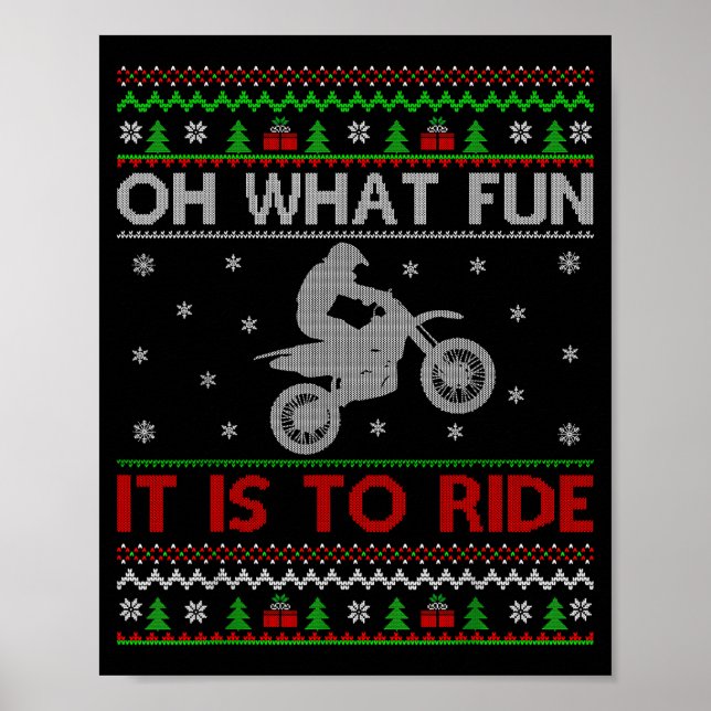 Poster Oh What Fun It Is To Ride Xmas Ugly Motocross Chri (Devant)