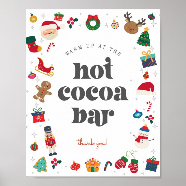 Poster Oh What Fun Winter Christmas Hot Cococa Bar Sign (Devant)