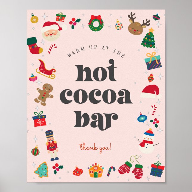 Poster Oh What Fun Winter Christmas Hot Cococa Bar Sign (Devant)