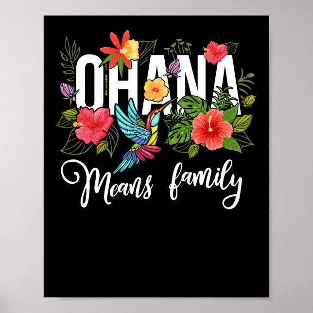 Poster Ohana Moyenne Famille Hawaii Hibiscus Fleur les an (Devant)