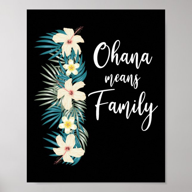 Poster Ohana signifie famille Vacances de fleurs hawaïenn (Devant)