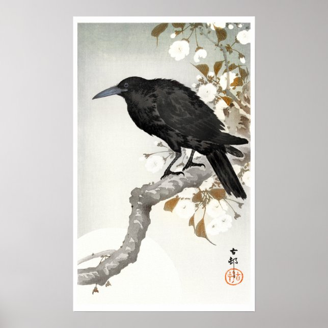 Poster Ohara Koson A Crow et la Pleine lune (Devant)