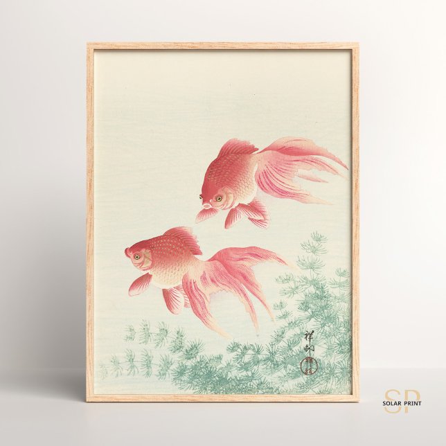 Poster Ohara Koson Deux poissons d'or et d'algues japonai (Créateur téléchargé)