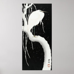 Poster Ohara Koson Heron en neige