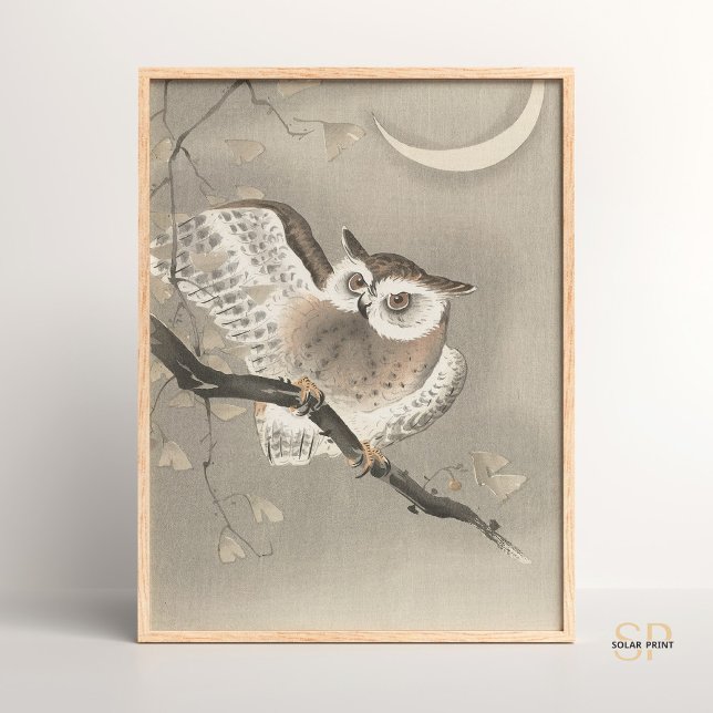 Poster Ohara Koson Owl Sous Crescent Moon (Créateur téléchargé)