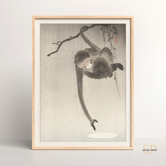 Poster Ohara Koson singe et lune Art asiatique japonais (Créateur téléchargé)
