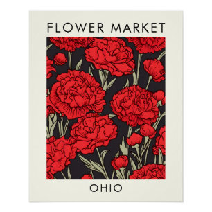 Poster Ohio State Scarlet Carnation Marché aux fleurs