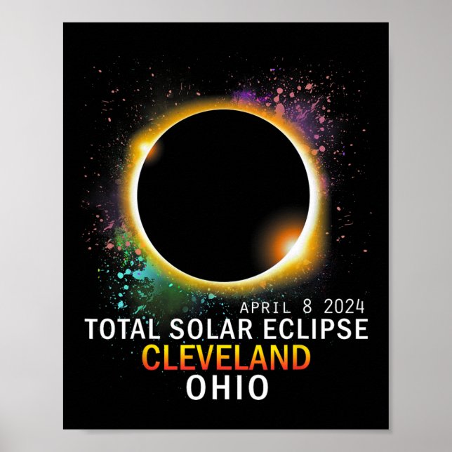 Poster Ohio Total Éclipse Solaire 8 avril 2024 (Devant)