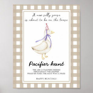 Poster Oie - chasse à la supe jeu de baby shower