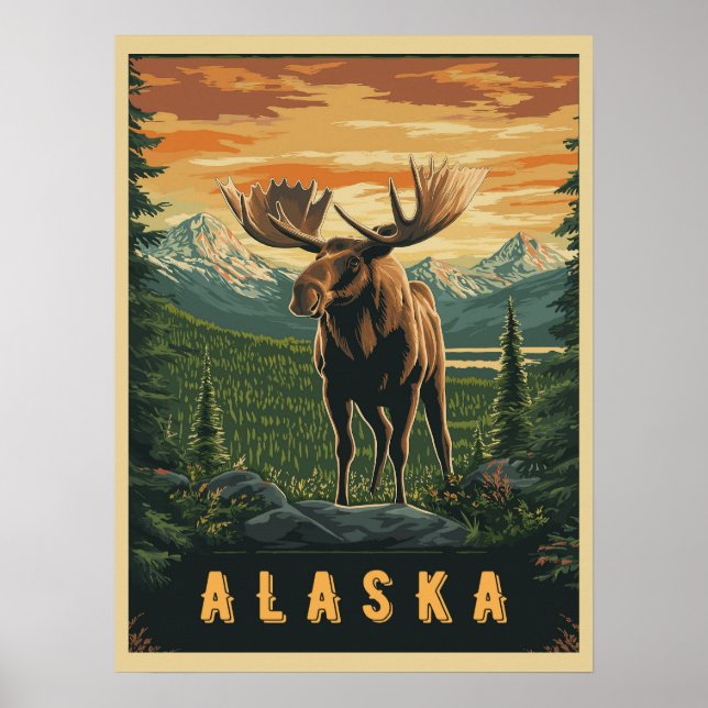 Poster Oie d'Alaska - Wilderness Vintage (Devant)