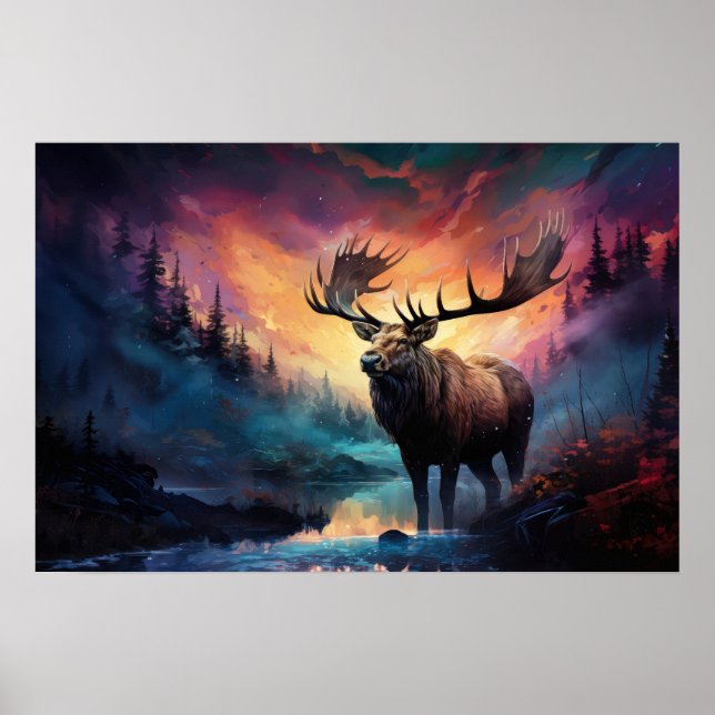 Poster Oie Dans Canyon Creek Avec Un Feu Distant (Devant)