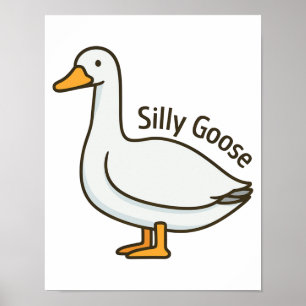Poster Oie Drôle Dessin Animé Oie Rigolote