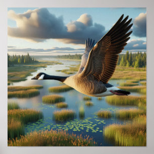 Poster Oie du Canada dans les terres humides tranquilles