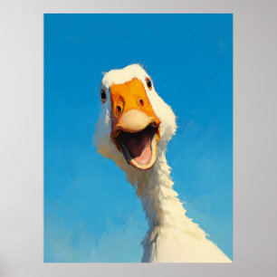 Poster Oie joyeuse sous un ciel bleu