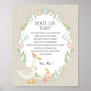 Poster Oie soie beige Floral En vichy Ne pas dire bébé