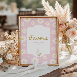 Poster Oie soie rose et Favoris de marguerite