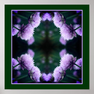Poster Oignon de Scallion Violet Fleur Vers le haut Abstr