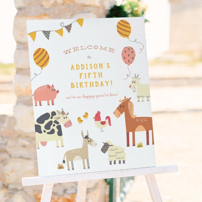 Poster Oink Baa Quack Moo Animaux de ferme Anniversaire (Créateur téléchargé)