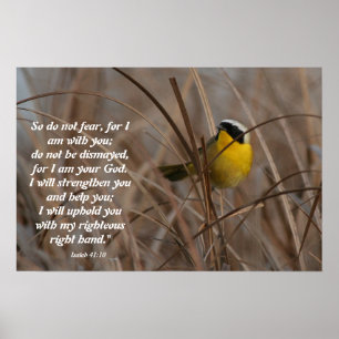 Poster Oiseau à gorge jaune commune Isaïe 41:10 Imprimer