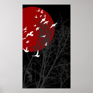 Poster oiseau à silhouette