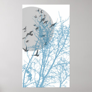 Poster oiseau à silhouette