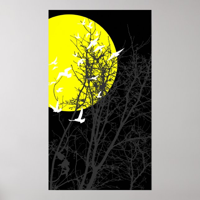 Poster oiseau à silhouette (Devant)
