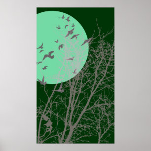 Poster oiseau à silhouette