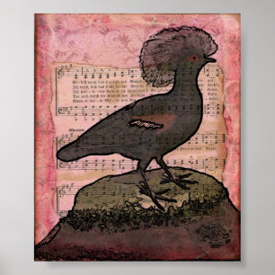 Poster Oiseau à tête vintage