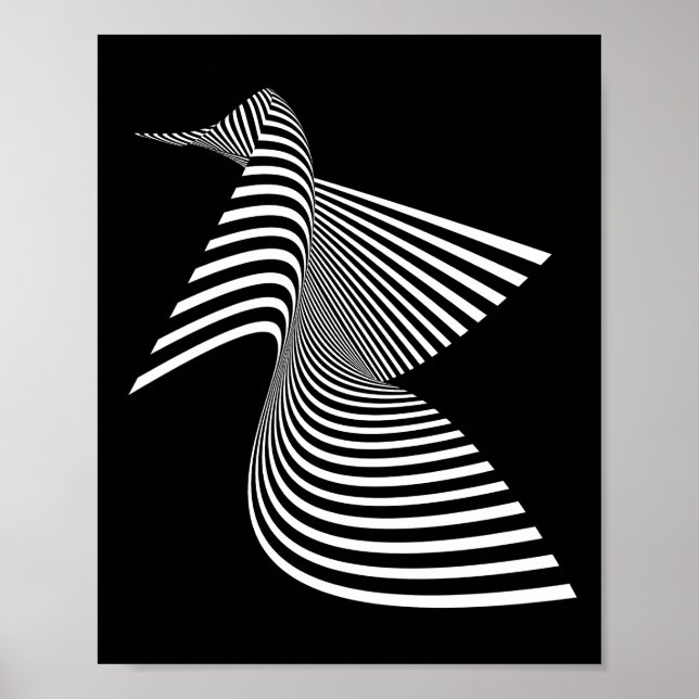 Poster Oiseau Abstrait — Art optique (Devant)