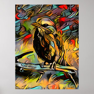 Poster Oiseau Abstrait coloré