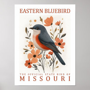 Poster Oiseau bleu du Missouri USA Travel