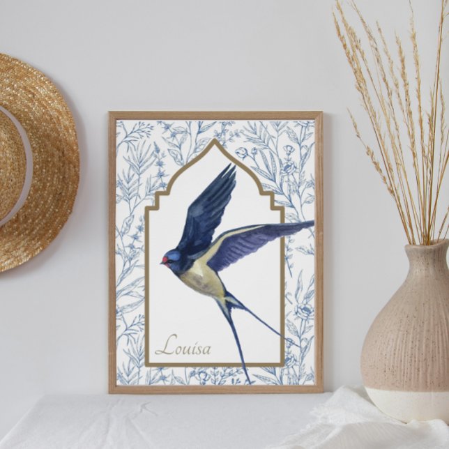Poster Oiseau Bleu Élégant Oiseau Bois Épervier Personnal (Créateur téléchargé)
