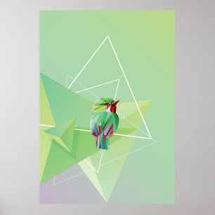 Poster Oiseau chanteur en vert abstrait