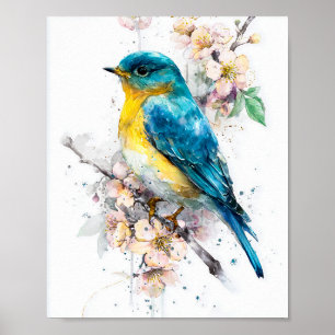 Poster Oiseau chanteur printanier