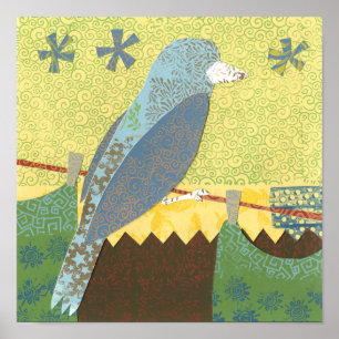 Poster Oiseau coloré sur fil