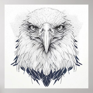 Poster Oiseau d'aigle Nature sauvage Illustration animale
