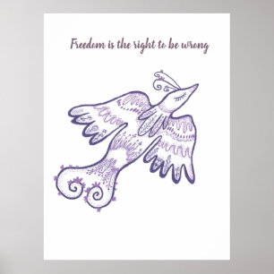 Poster oiseau d'art de ligne de motivation