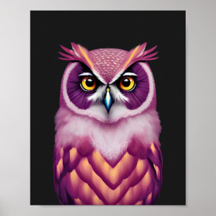 Poster Oiseau de Chouette coloré