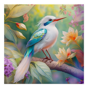 Poster Oiseau de fantaisie à aile de sarcelle iridescente