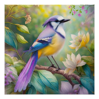 Oiseau de fantaisie Geai Violet Touffeté