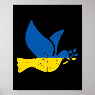 Poster Oiseau de la paix ukrainien - Drapeau ukrainien bl
