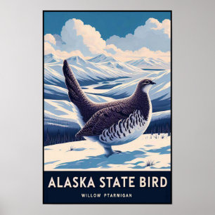 Poster Oiseau de l'État de l'Alaska - Lagopède des saules
