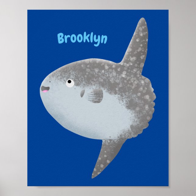 Poster Oiseau de mer mola mola mignonne caricature (Devant)
