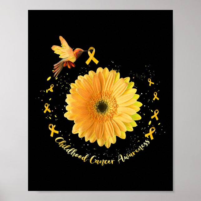 Poster Oiseau de mer Tournesol Jaune Cancer de l'enfance  (Devant)