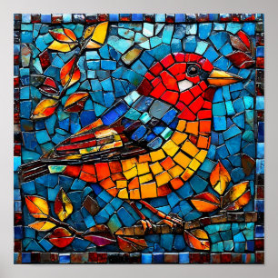 Poster Oiseau de mosaïque mignon
