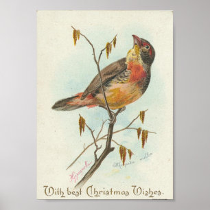 Poster Oiseau de Noël Vintage