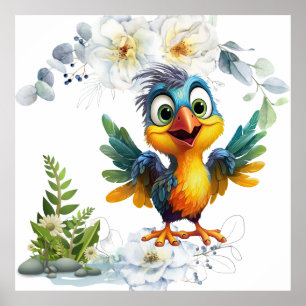Poster oiseau d'eau mignon